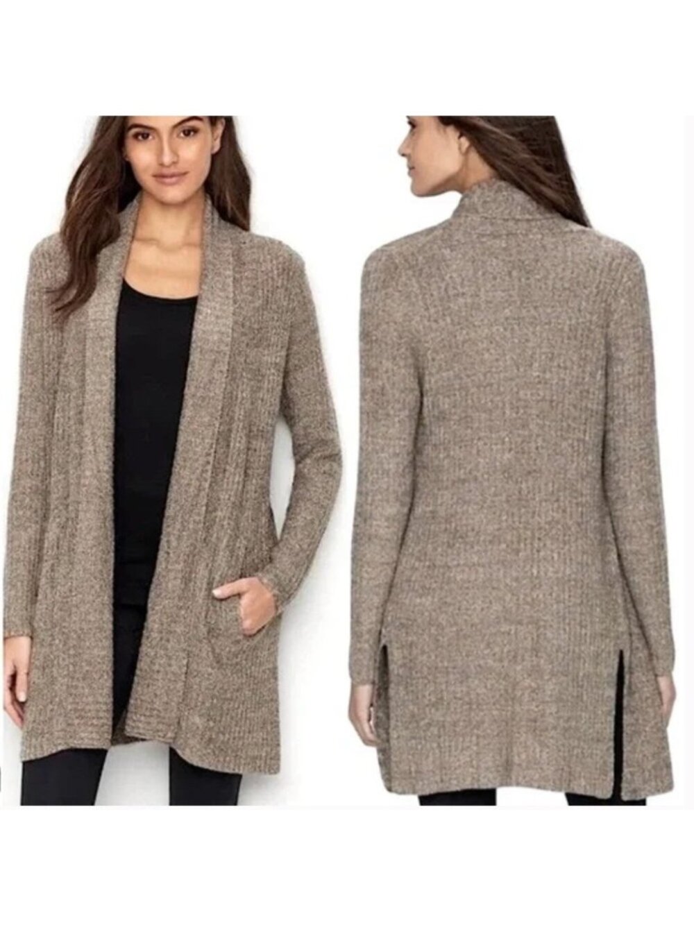 Barefoot Dreams Cozychic Lite Montecito Cardi Cardigan Wrap 494 taupe SMALL cozy